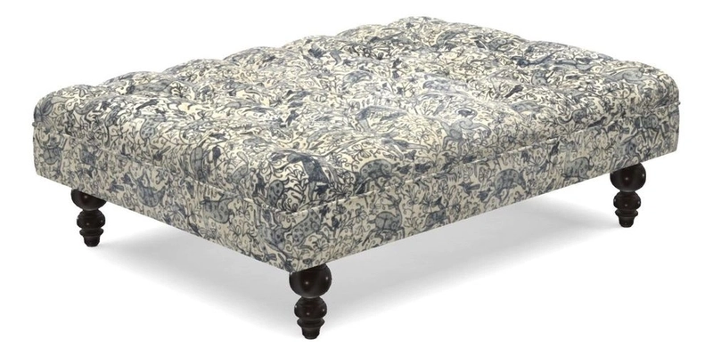 Bedham Footstool in Ralph Lauren Dinetah Stripe Indigo