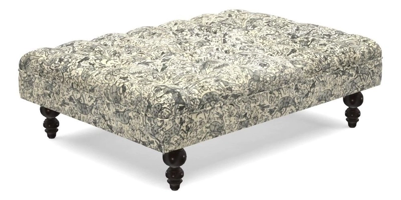 Bedham Footstool in Ralph Lauren Dinetah Stripe Indigo