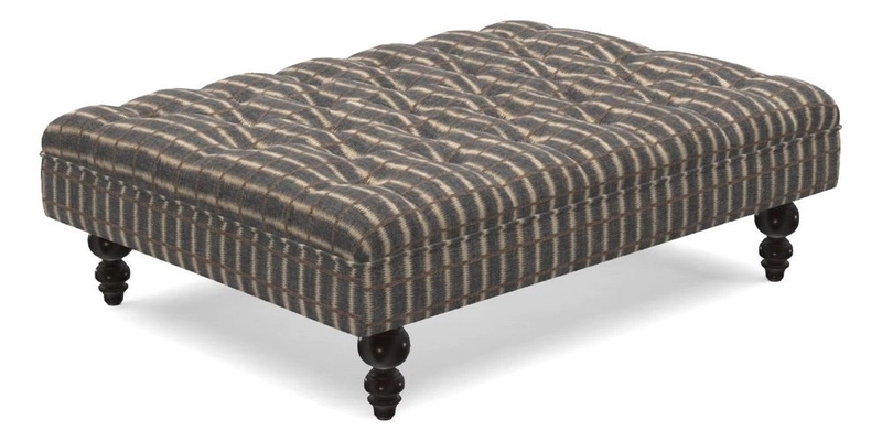 Bedham Footstool in Ralph Lauren Dinetah Stripe Indigo