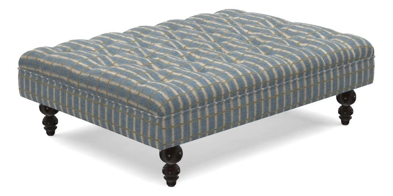 Bedham Footstool in Ralph Lauren Dinetah Stripe Indigo