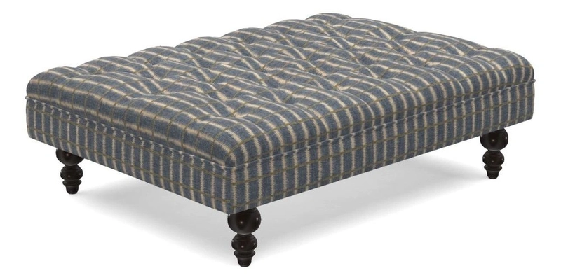 Bedham Footstool in Ralph Lauren Dinetah Stripe Indigo