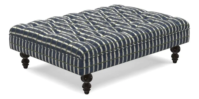 Bedham Footstool in Ralph Lauren Dinetah Stripe Indigo
