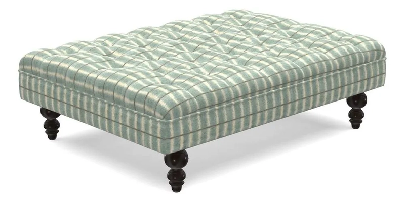 Bedham Footstool in Ralph Lauren Dinetah Stripe Indigo