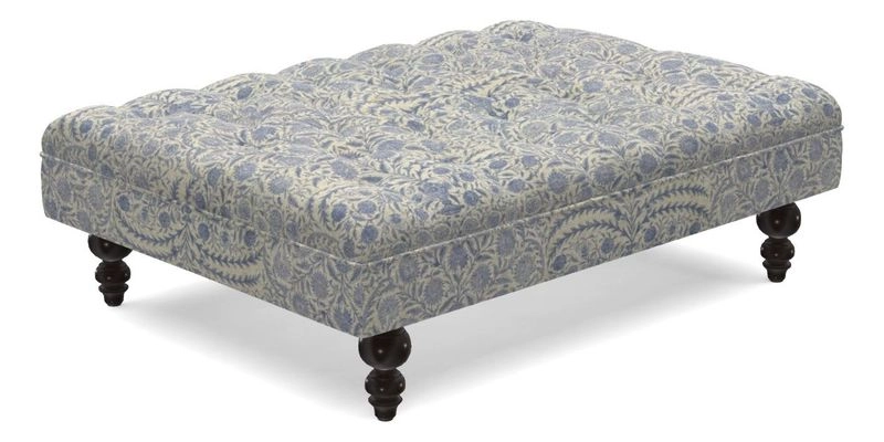 Bedham Footstool in Ralph Lauren Dinetah Stripe Indigo