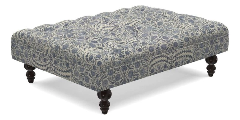 Bedham Footstool in Ralph Lauren Dinetah Stripe Indigo