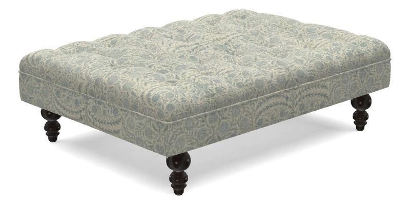 Bedham Footstool in Ralph Lauren Dinetah Stripe Indigo