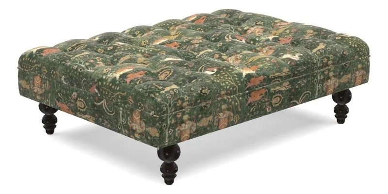 Bedham Footstool in Ralph Lauren Dinetah Stripe Indigo