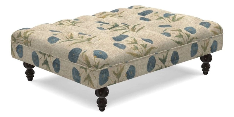 Bedham Footstool in Ralph Lauren Dinetah Stripe Indigo
