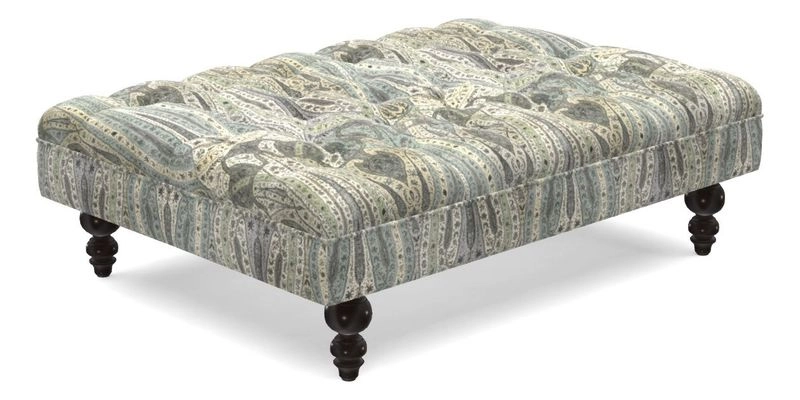 Bedham Footstool in Ralph Lauren Dinetah Stripe Indigo