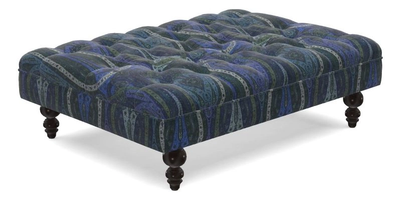 Bedham Footstool in Ralph Lauren Dinetah Stripe Indigo