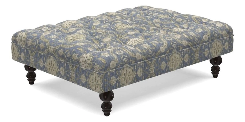 Bedham Footstool in Ralph Lauren Dinetah Stripe Indigo