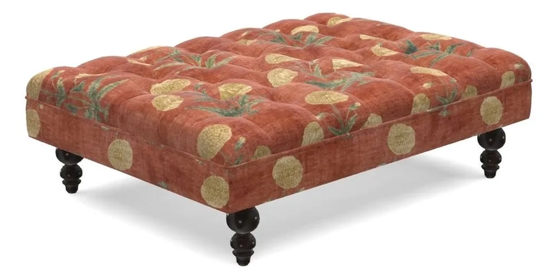 Bedham Footstool in Ralph Lauren Dinetah Stripe Indigo