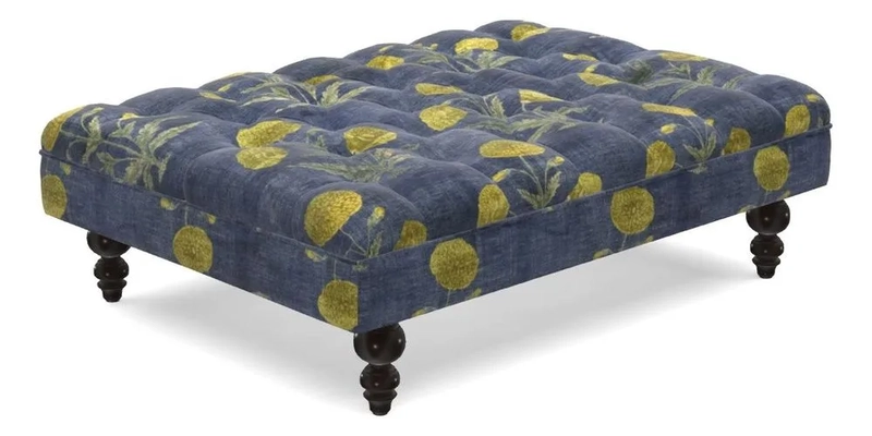 Bedham Footstool in Ralph Lauren Dinetah Stripe Indigo