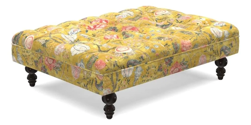 Bedham Footstool in Ralph Lauren Dinetah Stripe Indigo