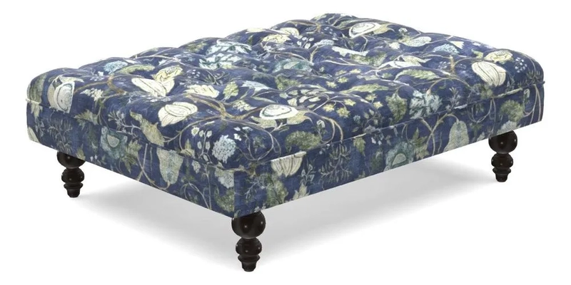 Bedham Footstool in Ralph Lauren Dinetah Stripe Indigo