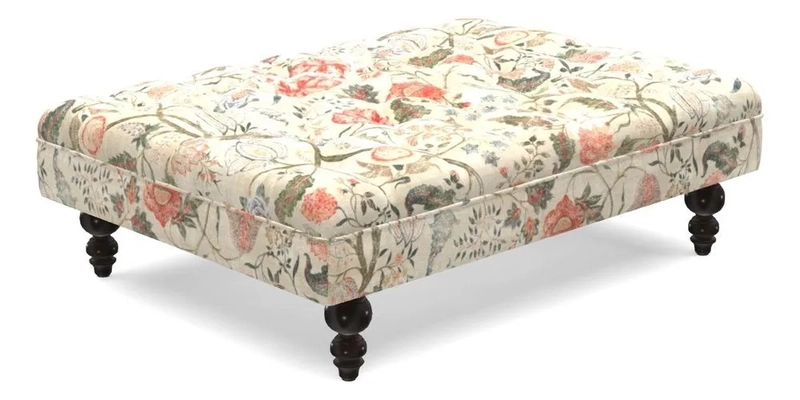 Bedham Footstool in Ralph Lauren Dinetah Stripe Indigo