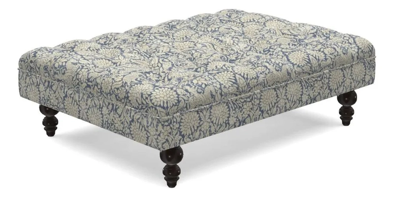 Bedham Footstool in Ralph Lauren Dinetah Stripe Indigo
