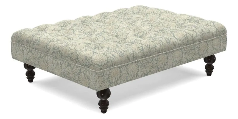 Bedham Footstool in Ralph Lauren Dinetah Stripe Indigo