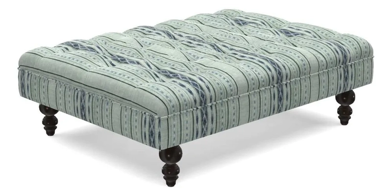 Bedham Footstool in Ralph Lauren Dinetah Stripe Indigo