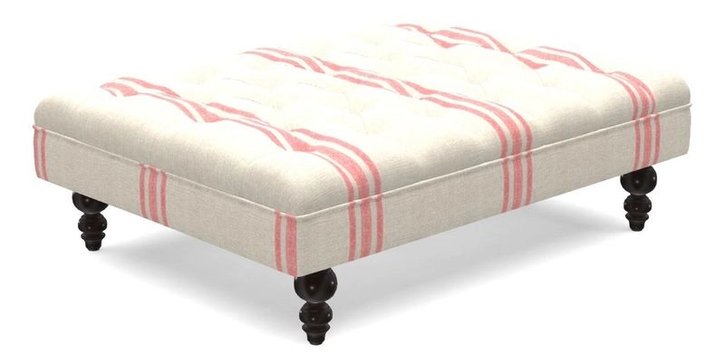 Bedham Footstool in Ralph Lauren Dinetah Stripe Indigo