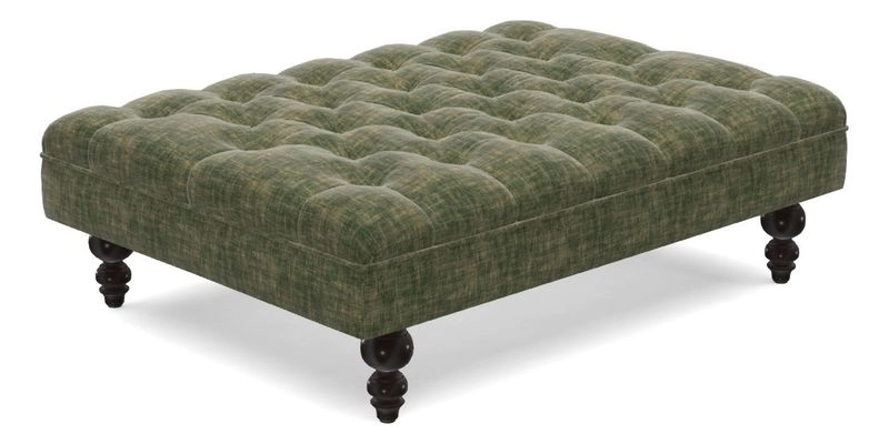 Bedham Footstool in RHS Gertrude Jekyll Lattice Green Alwinton 3 Seater Sofa in RHS Collection on Velvet William Hooker
