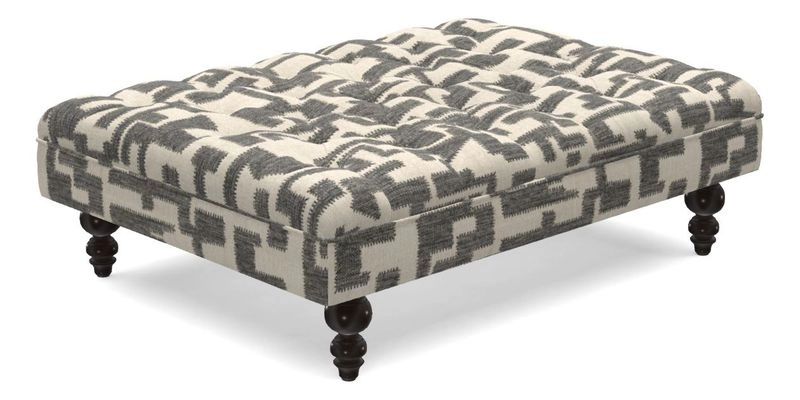 Bedham Footstool in RHS Gertrude Jekyll Lattice Green Alwinton 3 Seater Sofa in RHS Collection on Velvet William Hooker