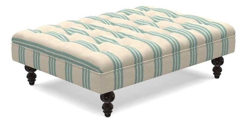 Bedham Footstool in RHS Gertrude Jekyll Lattice Green Alwinton 3 Seater Sofa in RHS Collection on Velvet William Hooker