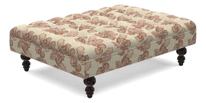 Bedham Footstool in RHS Gertrude Jekyll Lattice Green Alwinton 3 Seater Sofa in RHS Collection on Velvet William Hooker