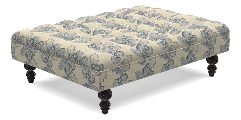 Bedham Footstool in RHS Gertrude Jekyll Lattice Green Alwinton 3 Seater Sofa in RHS Collection on Velvet William Hooker