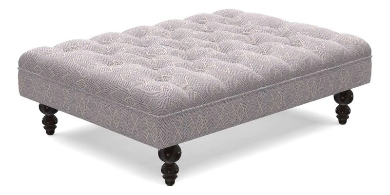 Bedham Footstool in RHS Gertrude Jekyll Lattice Green Alwinton 3 Seater Sofa in RHS Collection on Velvet William Hooker