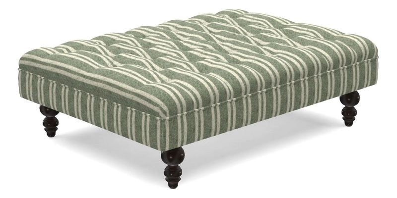 Bedham Footstool in RHS Gertrude Jekyll Lattice Green Alwinton 3 Seater Sofa in RHS Collection on Velvet William Hooker