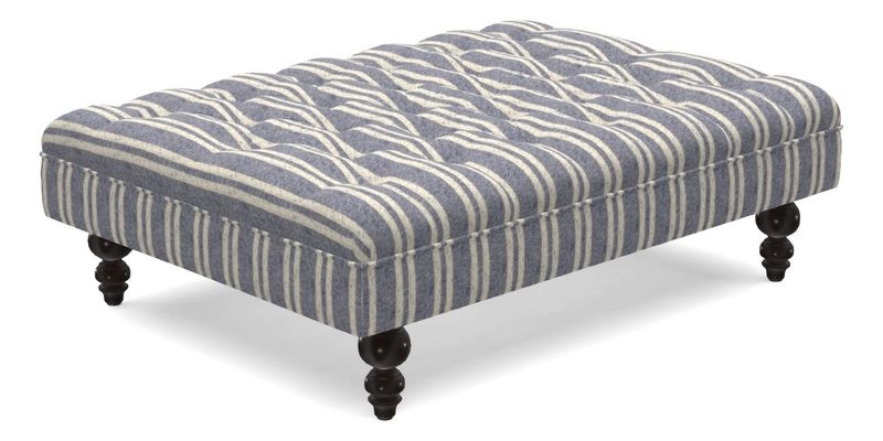 Bedham Footstool in RHS Gertrude Jekyll Lattice Green Alwinton 3 Seater Sofa in RHS Collection on Velvet William Hooker