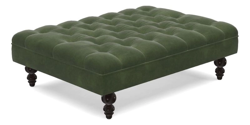 Bedham Footstool in RHS Gertrude Jekyll Lattice Green Alwinton 3 Seater Sofa in RHS Collection on Velvet William Hooker