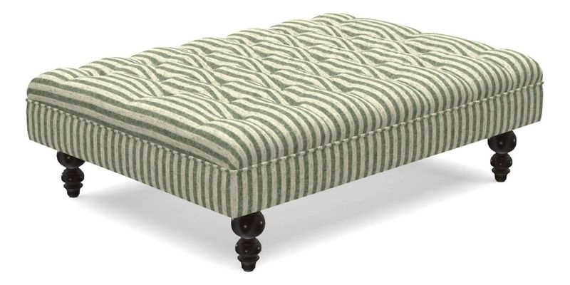 Bedham Footstool in RHS Gertrude Jekyll Lattice Green Alwinton 3 Seater Sofa in RHS Collection on Velvet William Hooker
