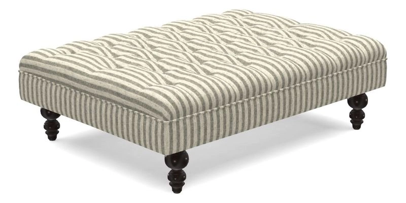 Bedham Footstool in RHS Gertrude Jekyll Lattice Green Alwinton 3 Seater Sofa in RHS Collection on Velvet William Hooker
