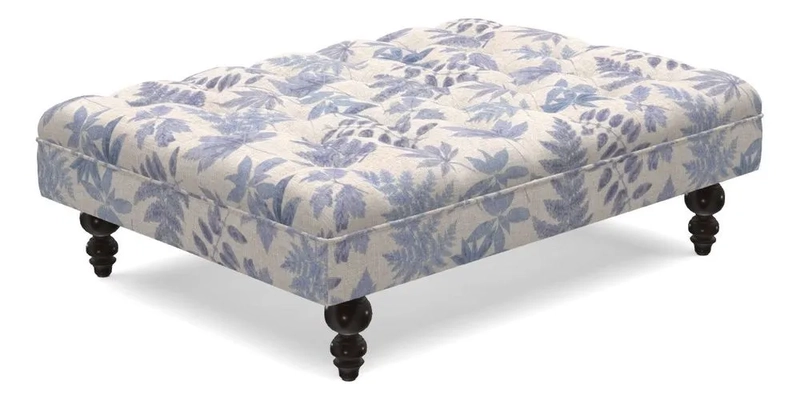 Bedham Footstool in RHS Gertrude Jekyll Lattice Green Alwinton 3 Seater Sofa in RHS Collection on Velvet William Hooker