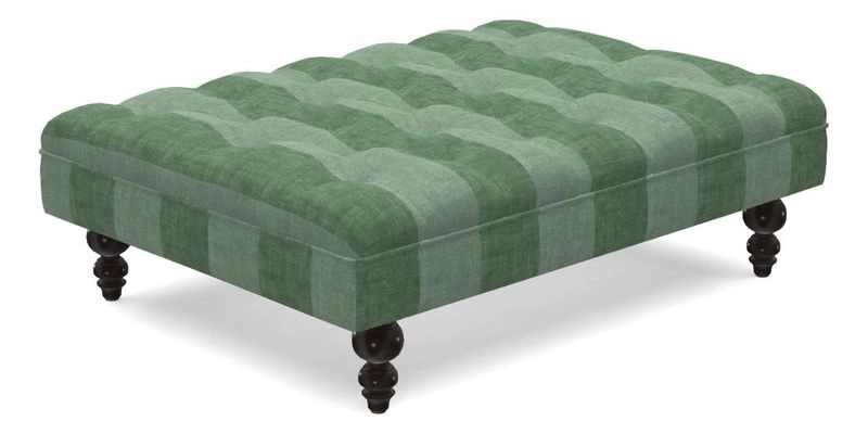 Bedham Footstool in RHS Gertrude Jekyll Lattice Green Alwinton 3 Seater Sofa in RHS Collection on Velvet William Hooker