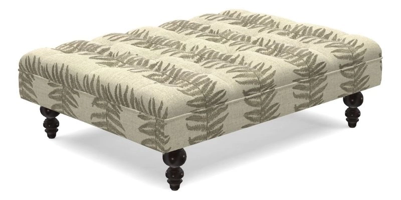 Bedham Footstool in RHS Gertrude Jekyll Lattice Green Alwinton 3 Seater Sofa in RHS Collection on Velvet William Hooker