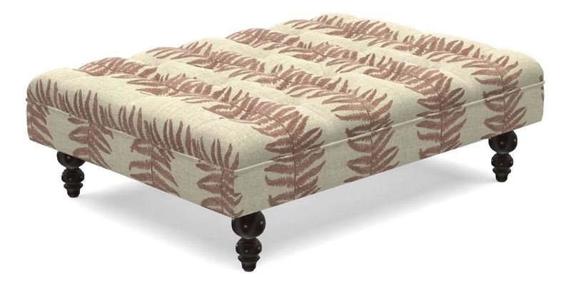 Bedham Footstool in RHS Gertrude Jekyll Lattice Green Alwinton 3 Seater Sofa in RHS Collection on Velvet William Hooker