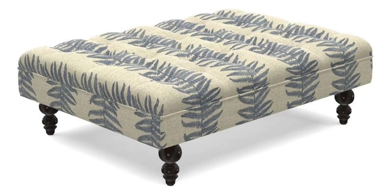 Bedham Footstool in RHS Gertrude Jekyll Lattice Green Alwinton 3 Seater Sofa in RHS Collection on Velvet William Hooker