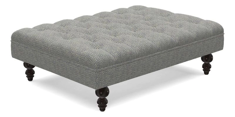 Bedham Footstool in RHS Gertrude Jekyll Lattice Green Alwinton 3 Seater Sofa in RHS Collection on Velvet William Hooker