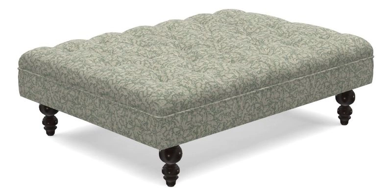 Bedham Footstool in RHS Gertrude Jekyll Lattice Green Alwinton 3 Seater Sofa in RHS Collection on Velvet William Hooker