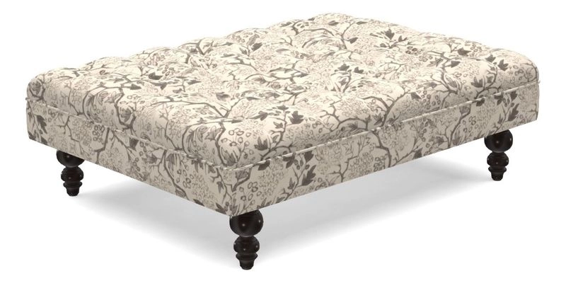 Bedham Footstool in RHS Gertrude Jekyll Lattice Green Alwinton 3 Seater Sofa in RHS Collection on Velvet William Hooker