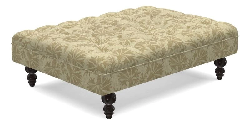 Bedham Footstool in RHS Gertrude Jekyll Lattice Green Alwinton 3 Seater Sofa in RHS Collection on Velvet William Hooker