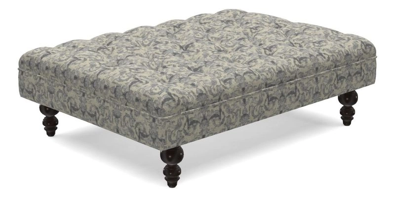 Bedham Footstool in RHS Gertrude Jekyll Lattice Green Alwinton 3 Seater Sofa in RHS Collection on Velvet William Hooker