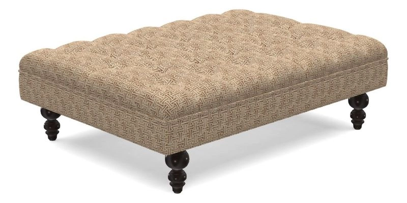 Bedham Footstool in RHS Gertrude Jekyll Lattice Green Alwinton 3 Seater Sofa in RHS Collection on Velvet William Hooker