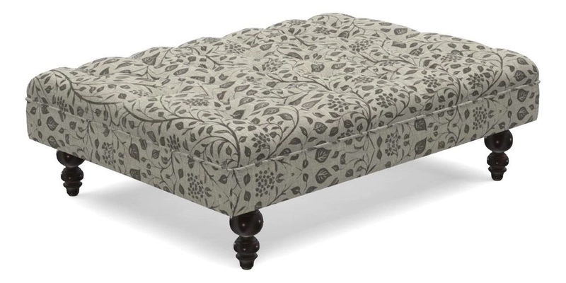 Bedham Footstool in RHS Gertrude Jekyll Lattice Green Alwinton 3 Seater Sofa in RHS Collection on Velvet William Hooker