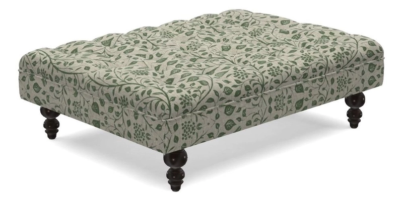 Bedham Footstool in RHS Gertrude Jekyll Lattice Green Alwinton 3 Seater Sofa in RHS Collection on Velvet William Hooker