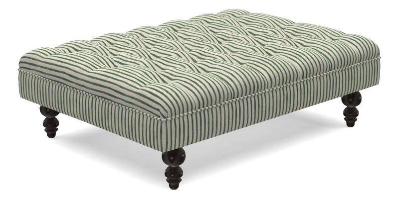 Bedham Footstool in RHS Gertrude Jekyll Lattice Green Alwinton 3 Seater Sofa in RHS Collection on Velvet William Hooker