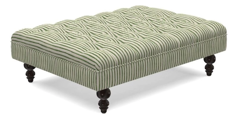 Bedham Footstool in RHS Gertrude Jekyll Lattice Green Alwinton 3 Seater Sofa in RHS Collection on Velvet William Hooker